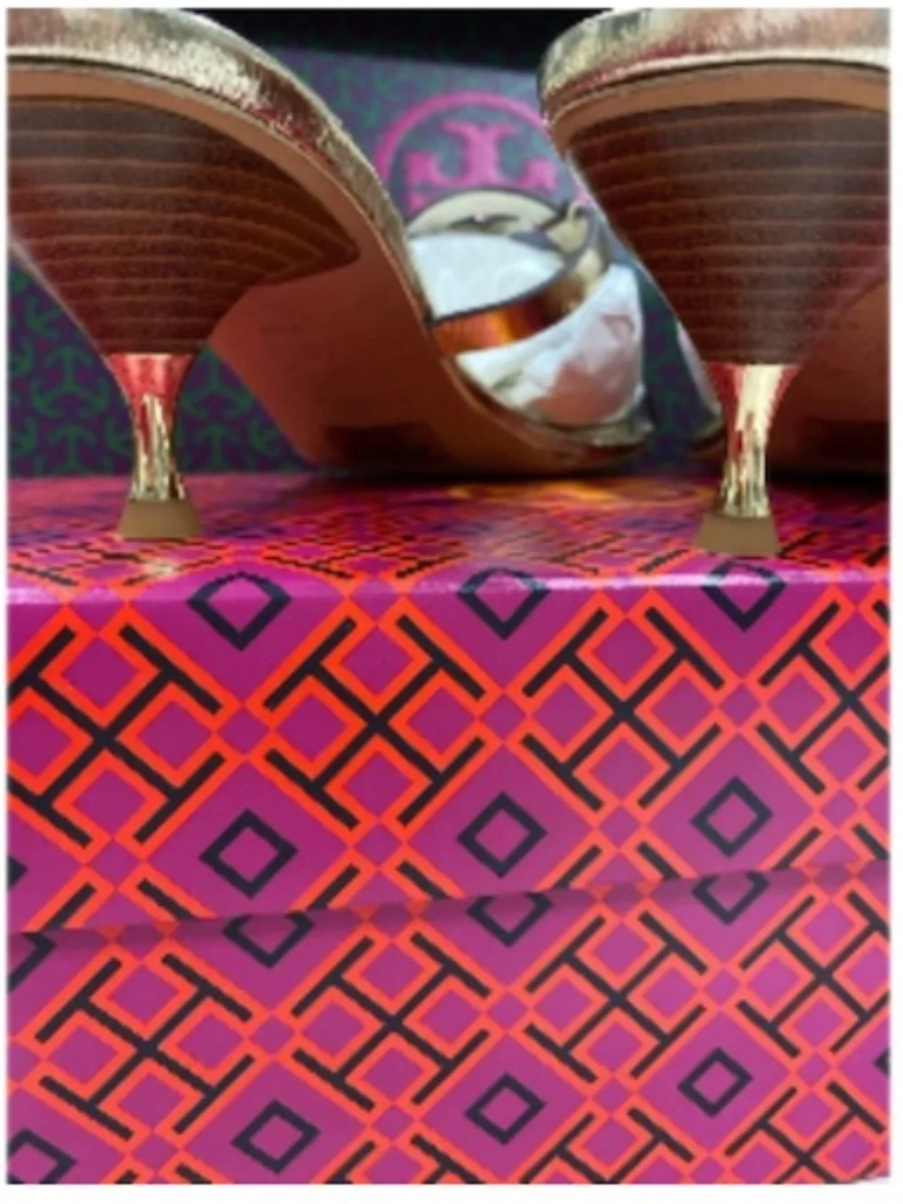 New! Limited edition! Tory Burch Geo Bombe MILLER LOW HEEL SANDAL #9.5